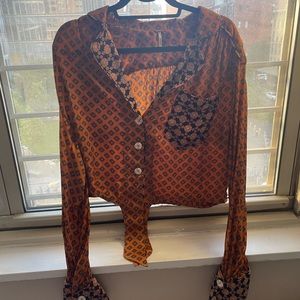 Free People Retro Tie LS Top